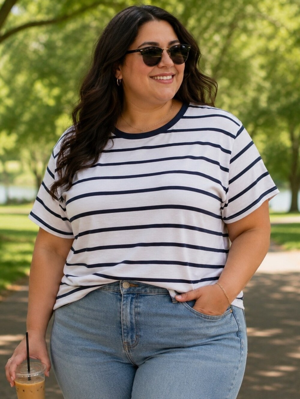 Athleta  Cropped Black And White Stripped T Shirt. In EUC